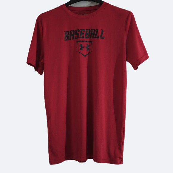Under Armour Boys tshirt says Baseball Loose Heatgear Red size YLG - Picture 1 of 5
